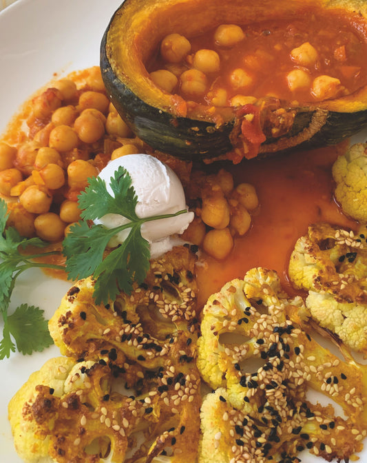 Chana Masala-Stuffed Yams (or Winter Squash)